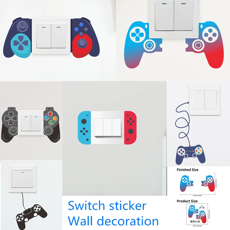 Autocolant decorativ detașabil pentru comutator Autocolant pentru comutator controler pentru consolă de jocuri din PVC, cadou autocolant de perete pentru cameră de jocuri de divertisment