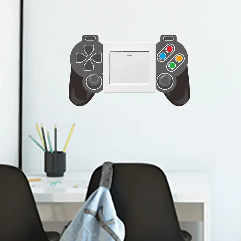 Autocolant decorativ detașabil pentru comutator Autocolant pentru comutator controler pentru consolă de jocuri din PVC, cadou autocolant de perete pentru cameră de jocuri de divertisment