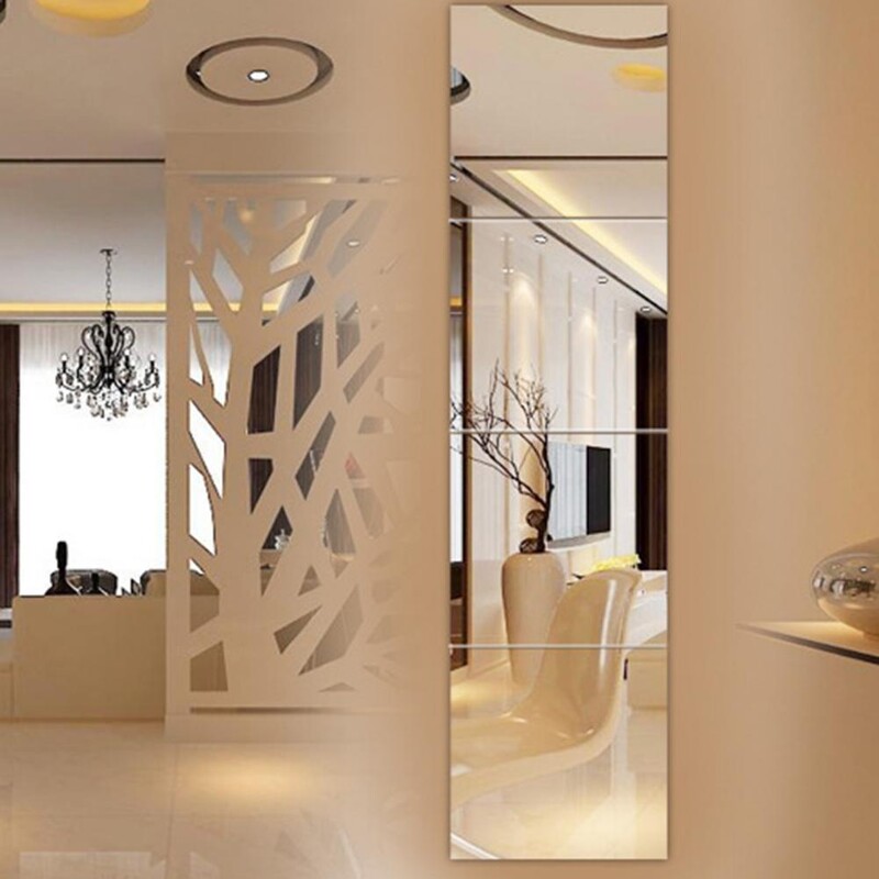 Autocolant cu oglindă de lungă durată Ușor de lipit Decal pentru oglindă de baie Flexibil pentru decorarea casei Dulap Oglindă acrilică