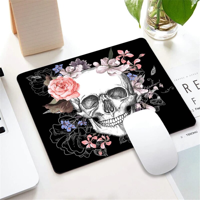 Mousepad pentru jocuri cu imprimare amuzant de craniu de înaltă calitate Covoraș pentru mouse pentru gamer Covoraș pentru tastatură Covoraș pentru birou Tapete pentru mouse 22x18cm pentru computer