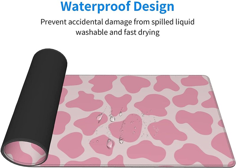 Pink Cow Mouse Pad Tampă de mouse mare Tampă de mouse Covoraș de mouse extins Pad de birou Gros, lung, anti-alunecare, bază din cauciuc 31,5x11,8x0,12 inci