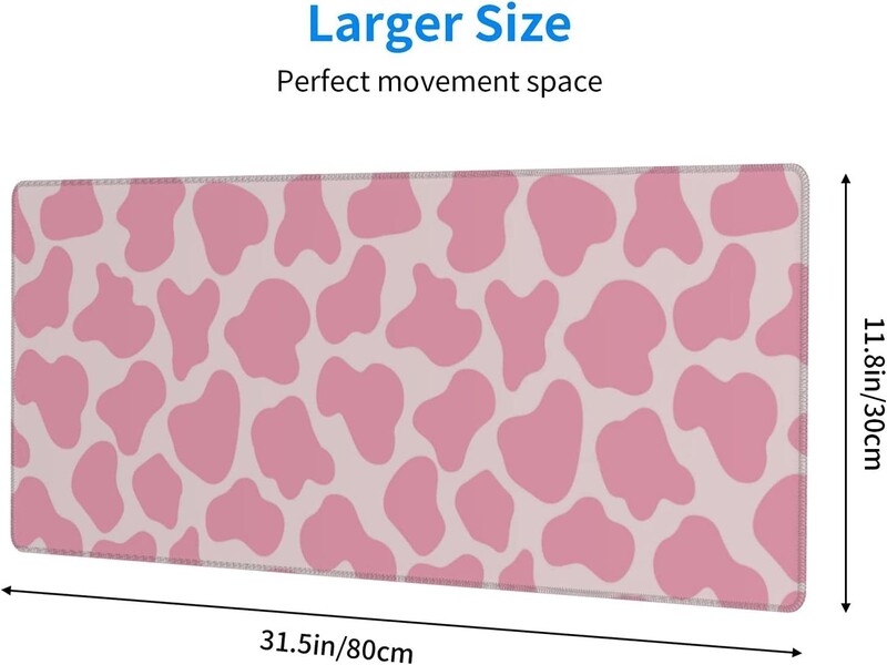 Pink Cow Mouse Pad Tampă de mouse mare Tampă de mouse Covoraș de mouse extins Pad de birou Gros, lung, anti-alunecare, bază din cauciuc 31,5x11,8x0,12 inci