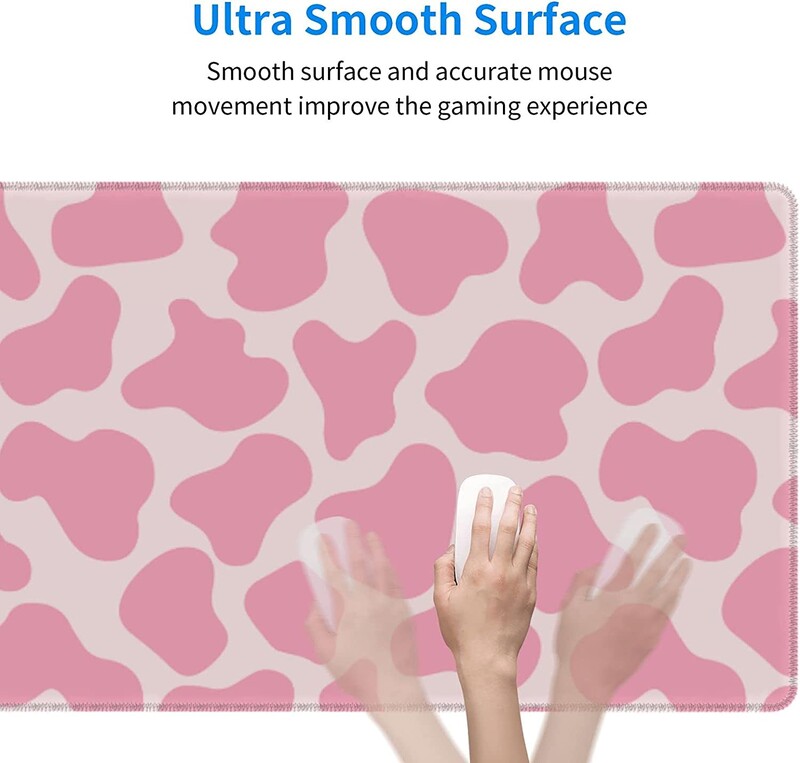 Pink Cow Mouse Pad Tampă de mouse mare Tampă de mouse Covoraș de mouse extins Pad de birou Gros, lung, anti-alunecare, bază din cauciuc 31,5x11,8x0,12 inci