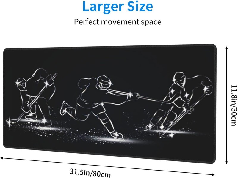 Tampă de mouse pentru jocuri pentru jucători de hochei pe gheață Covoraș mare de birou cu margini cusute Tampă de mouse pentru laptop 31,5 x 11,8 inci Pad de mouse mare XXL