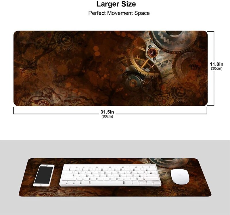 Steampunk Vintage Gear XL Mouse Pad mare pentru birou Tampoane lungi de tastatură antiderapante Tampă de mouse Covoraș de masă din cauciuc 31,5X11,8 inci