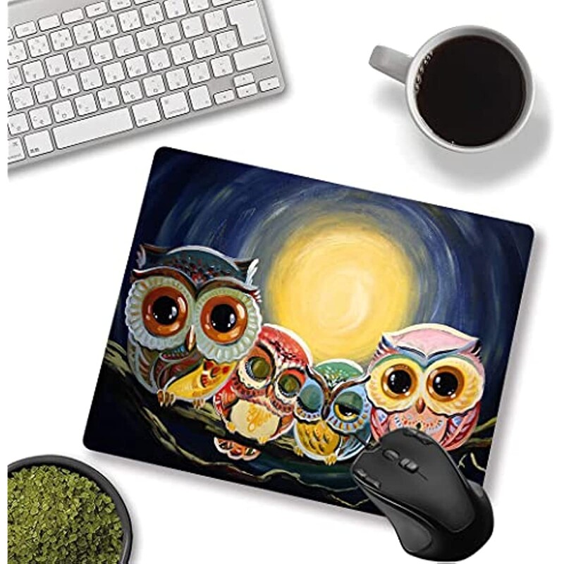 Tampă de mouse drăguță Owl Design unic Mouse Pad cu bază de cauciuc anti-alunecare pentru computer desktop și laptop Mouse Pad 9,5X7,9 inci