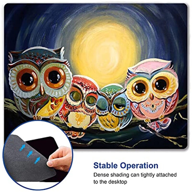 Tampă de mouse drăguță Owl Design unic Mouse Pad cu bază de cauciuc anti-alunecare pentru computer desktop și laptop Mouse Pad 9,5X7,9 inci