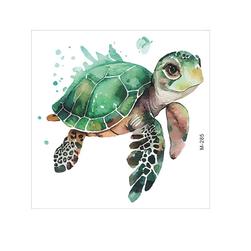 Autocolant de perete drăguț cu broasca țestoasă acuarelă pentru copii, dormitor simplu, toaletă, gospodărie, desene animate creative, autocolant de decorare autoadeziv