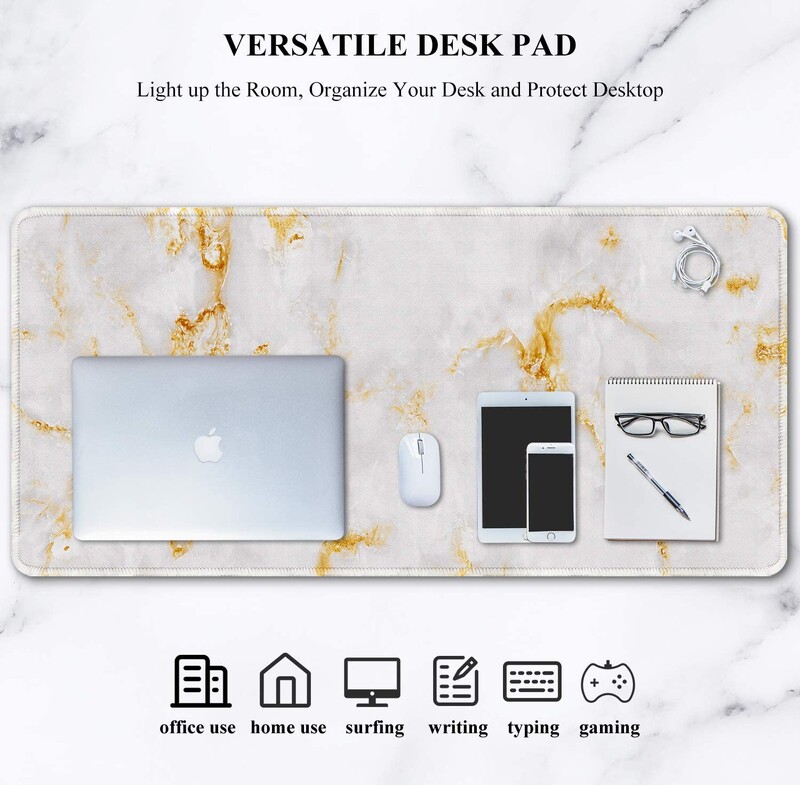 Mouse Pad extins 35.4X15.7inch Covoraș de birou rezistent la apă cu margini cusute Tapete de mouse antiderapante pentru laptop Design de marmură