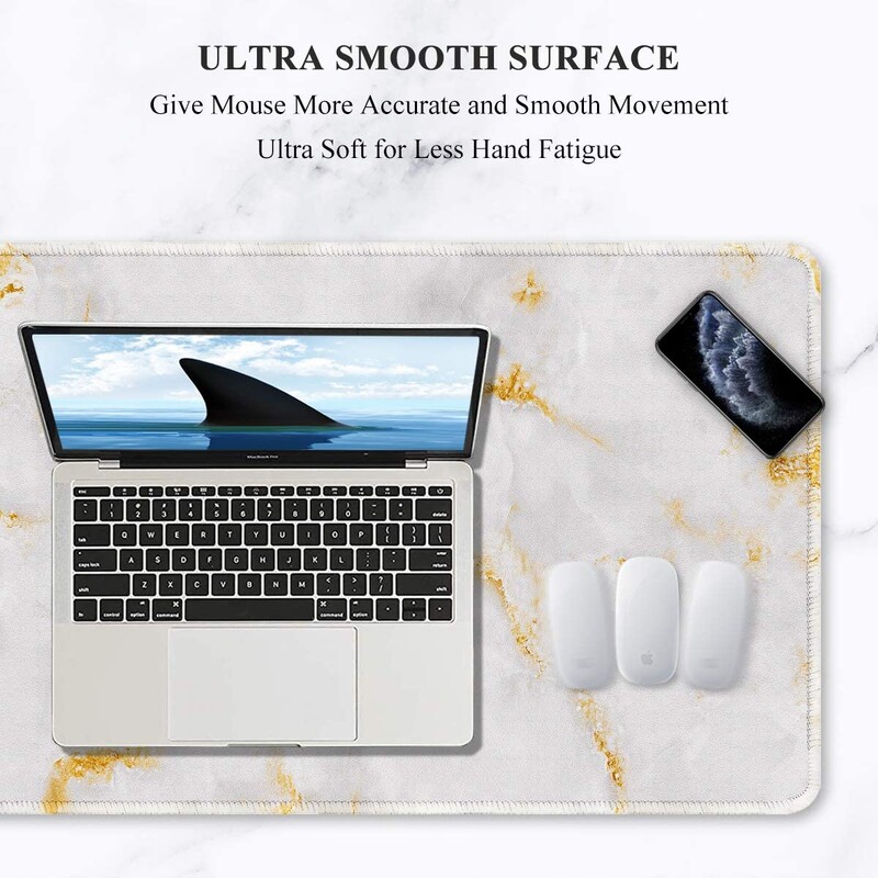 Mouse Pad extins 35.4X15.7inch Covoraș de birou rezistent la apă cu margini cusute Tapete de mouse antiderapante pentru laptop Design de marmură