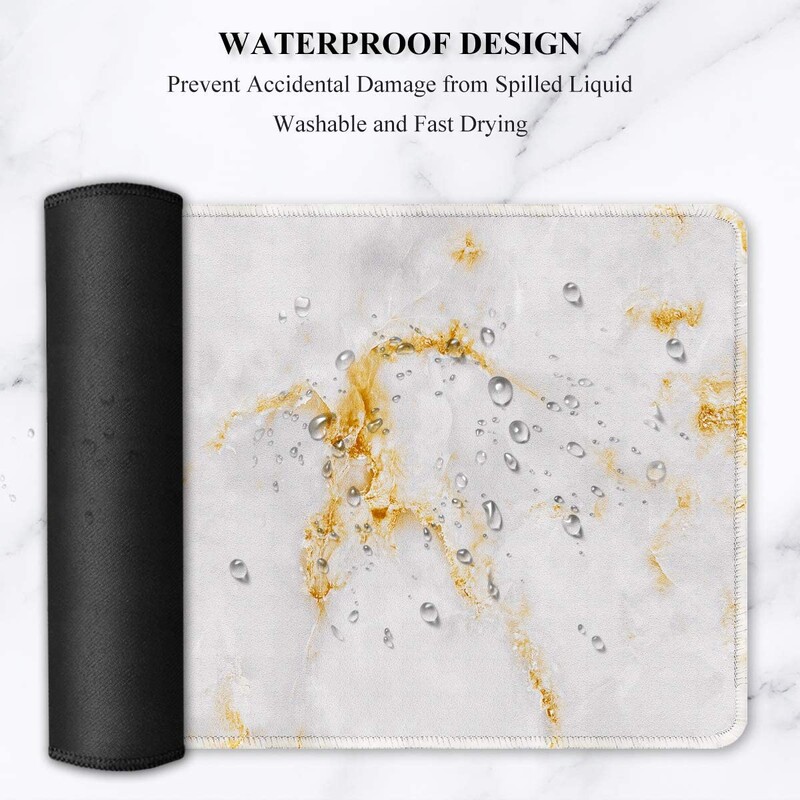 Mouse Pad extins 35.4X15.7inch Covoraș de birou rezistent la apă cu margini cusute Tapete de mouse antiderapante pentru laptop Design de marmură