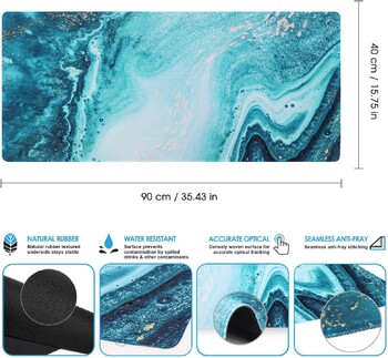 Εκτεταμένο Mouse Pad 35,4x15,7 σε μεγάλη αντιολισθητική βάση ποντικιού 3mm με ραμμένες άκρες αδιάβροχο επιτραπέζιο μαξιλαράκι- River Sand