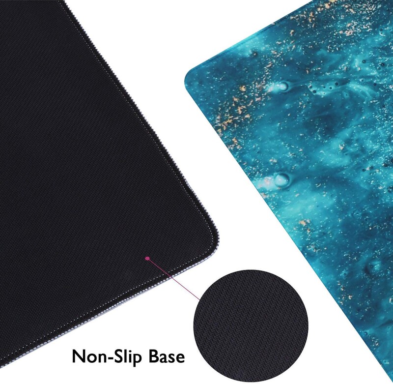 Tampă de mouse extinsă 35,4 x 15,7 inci Tampă de mouse mare, cu bază de cauciuc, antiderapante, cu margini cusute, pernă de birou impermeabilă - nisip de râu