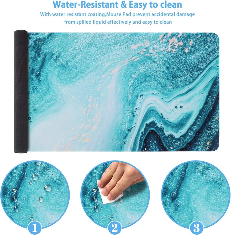 Tampă de mouse extinsă 35,4 x 15,7 inci Tampă de mouse mare, cu bază de cauciuc, antiderapante, cu margini cusute, pernă de birou impermeabilă - nisip de râu