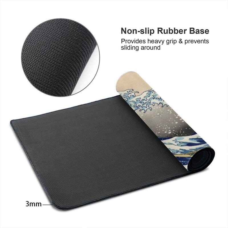Japanses Waves Katsushika Hokusai Ukiyo-e The Big Wave Off Kanagawa Desk Mousepad 31,5x11,8x0,12 inch Amime Mouse Pad anti-alunecare