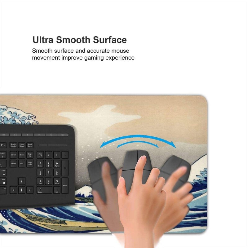 Japanses Waves Katsushika Hokusai Ukiyo-e The Big Wave Off Kanagawa Desk Mousepad 31,5x11,8x0,12 inch Amime Mouse Pad anti-alunecare