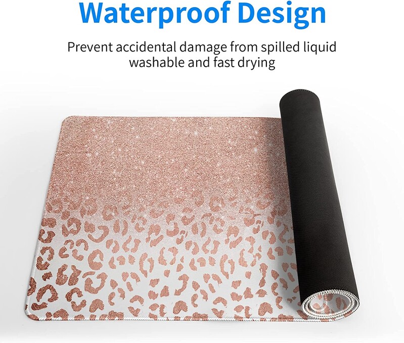 Mouse Pad cu imprimeu leopard, roz, roz, abstract, cu margini cusute pentru birou