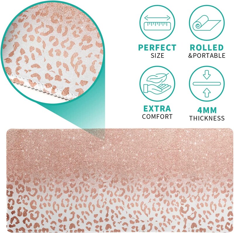 Mouse Pad cu imprimeu leopard, roz, roz, abstract, cu margini cusute pentru birou