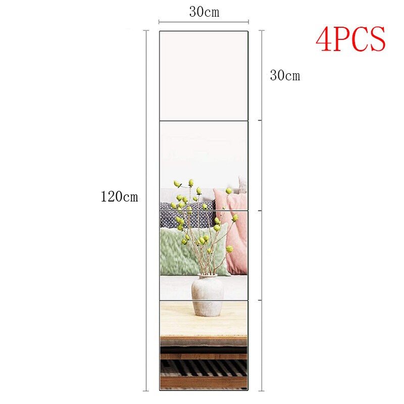 4 buc. Autocolante autoadezive 3D pentru oglindă, flexibile, îngroșate, oglinzi de artă DIY, decorațiuni de perete din acril pentru uși, dulap, baie, acasă