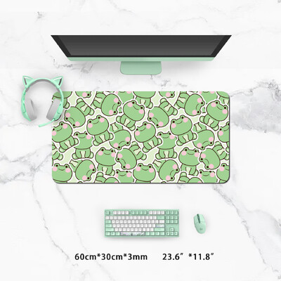Extra nagy Kawaii aranyos zöld béka játék egérpad XXL asztali szőnyeg vízálló csúszásmentes laptop asztali kiegészítők