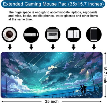 Gaming Mouse Pad XXL Extra Large Mouse Pad 35x15,7 ιντσών Desk Rubber Mat Extended Keyboard Mouse Pad for Laptop Computer PC