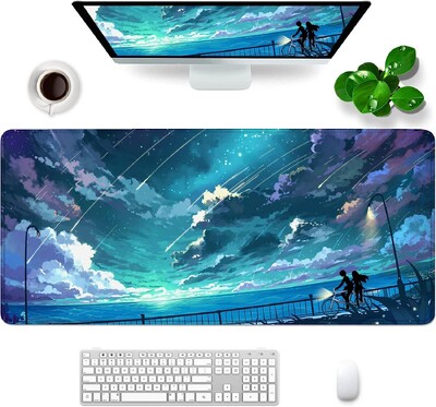 Gaming Mouse Pad XXL Extra nagy egérpad 35x15,7 hüvelykes asztali gumiszőnyeg, kiterjesztett billentyűzet egérpad laptop számítógéphez