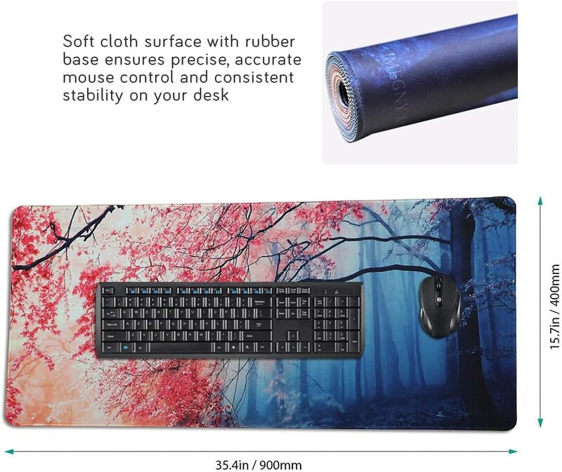Mouse Pad pentru gaming extins pentru tastatură Mouse Pad cu margini cusute Covoraș pentru mouse cu bază de cauciuc anti-alunecare pentru computer laptop acasă