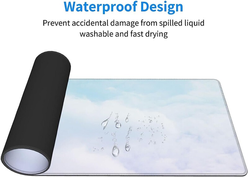 Mouse Pad Gaming Cloud Sky Gradient Albastru Alb Bază de cauciuc anti-alunecare Mousepad XXL mare cu margini cusute 31,5 x 11,8 inchi