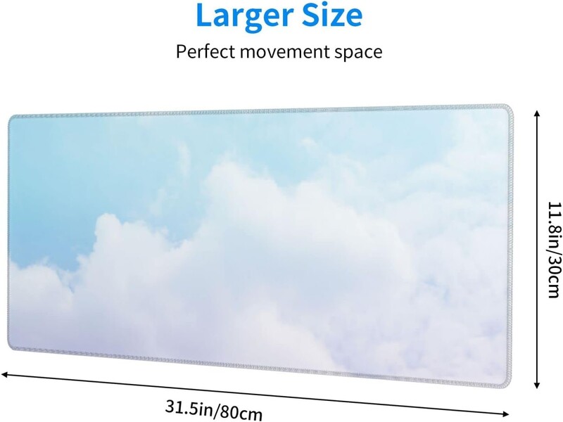 Mouse Pad Gaming Cloud Sky Gradient Albastru Alb Bază de cauciuc anti-alunecare Mousepad XXL mare cu margini cusute 31,5 x 11,8 inchi