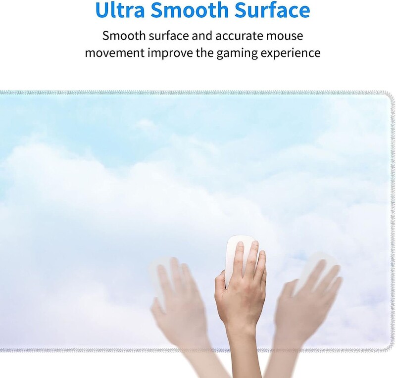 Mouse Pad Gaming Cloud Sky Gradient Albastru Alb Bază de cauciuc anti-alunecare Mousepad XXL mare cu margini cusute 31,5 x 11,8 inchi