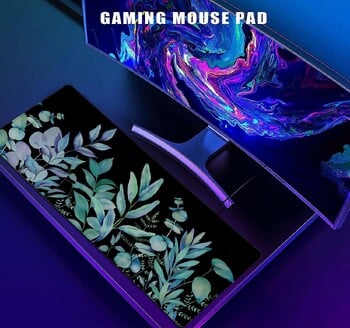 Green Leaf Desk Mat Botanical Plant Gaming Mouse Pad Μαύρο XL Long Mousepad για φορητό υπολογιστή Office Home 31,5 X 11,8 ίντσες