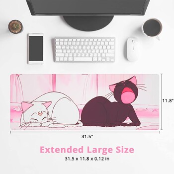 Gaming Mouse Pad Large Moon Cat Mousepad for Desk Extended XL Mousepad με αντιολισθητική βάση Cute Desk Pad 31,5 x 11,8 ιντσών