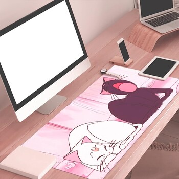 Gaming Mouse Pad Large Moon Cat Mousepad for Desk Extended XL Mousepad με αντιολισθητική βάση Cute Desk Pad 31,5 x 11,8 ιντσών