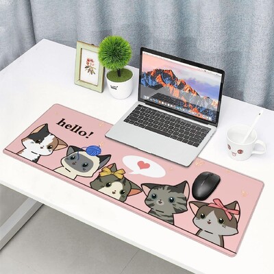 Pink Cat Gaming Mouse Pad Nagy, meghosszabbított, vicces irodai XXL íróasztal szőnyeg az asztal tetején billentyűzethez és egérhez 31,5 x 11,8 hüvelyk