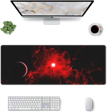 Red and Black Space Gaming Mouse Pad Large Funny Long Galaxy Desk Mats XXL στην κορυφή των γραφείων για ποντίκι 31,5 X 11,8 ιντσών