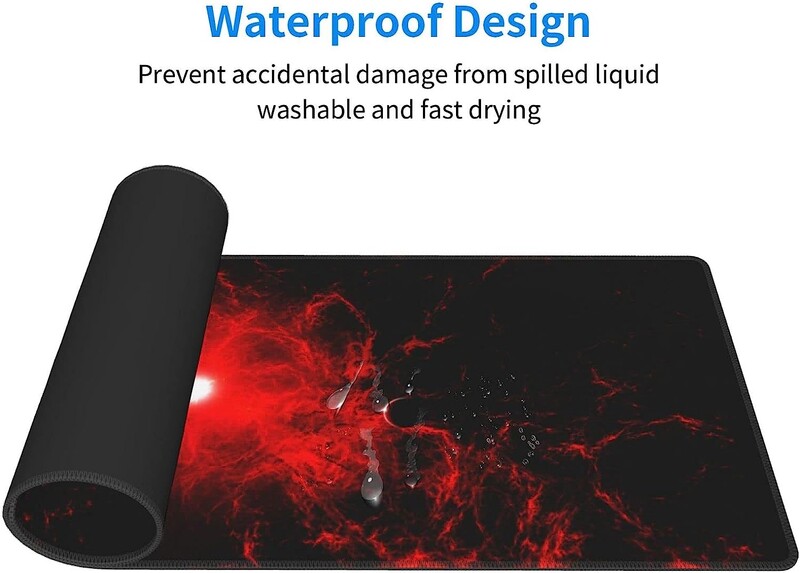 Tampă mouse-ul pentru jocuri cu spațiu roșu și negru Covorașe lungi și amuzante de birou Galaxy XXL pe partea de sus a birourilor pentru mouse 31,5 X 11,8 inci