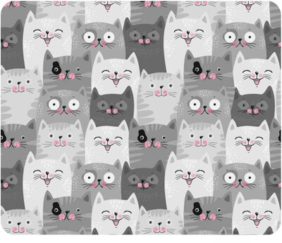 Gaming Mouse Pad Cute Cat Audience Γκρι Λευκό Αντιολισθητικό Λαστιχένιο pad για υπολογιστές Laptop Office Home 9,5 ίντσες x 7,9 ίντσες