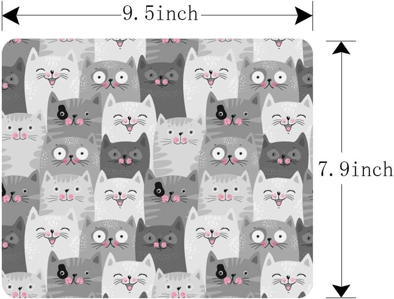 Mouse Pad Gaming Cute Cat Audience Gri Alb Mouse Pad antiderapant din cauciuc pentru computere, laptop, birou, acasă, 9,5 inchi x 7,9 inci