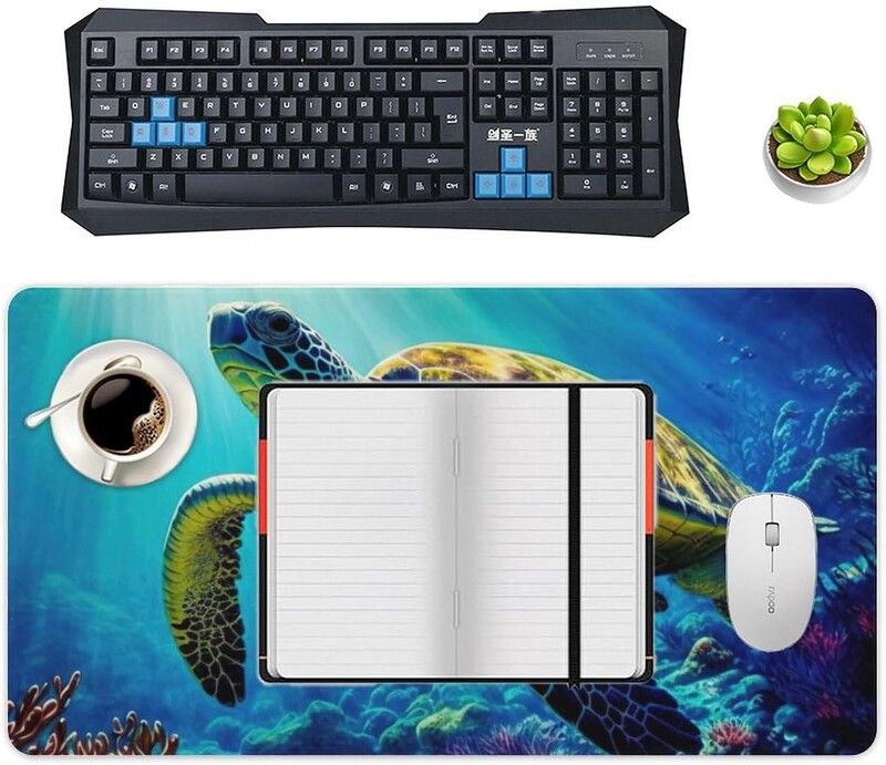 Covoraș de birou Tampoane de mouse mari Tampoane de birou broasca țestoasă cu margini cusute Covoraș de scris pentru computer, birou 16 x 36 inch