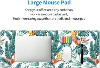 Extended Large Gaming Mouse Pad Tropical Leaves XL Full Desk Mousepad Επιτραπέζιο χαλάκι Χαριτωμένο αστείο για γυναίκες δώρα (πράσινο 31,5 * 11,8 ίντσες)