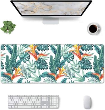 Extended Large Gaming Mouse Pad Tropical Leaves XL Full Desk Mousepad Επιτραπέζιο χαλάκι Χαριτωμένο αστείο για γυναίκες δώρα (πράσινο 31,5 * 11,8 ίντσες)