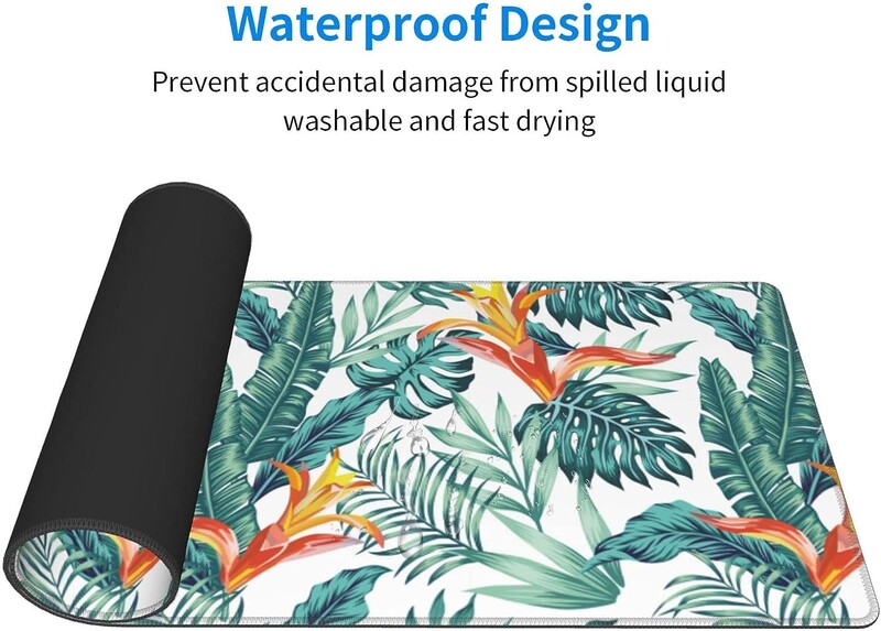 Tampă de mouse extinsă pentru jocuri Tropical Leaves XL Tapete de mouse complet pentru birou Covoraș de masă Drăguț amuzant pentru femei Cadouri (verde 31,5 * 11,8 inchi)