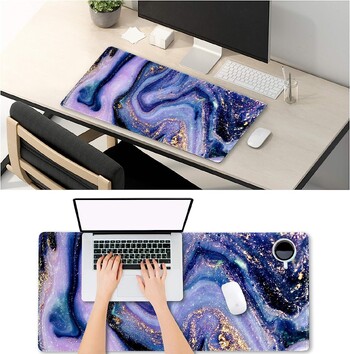 Extended Gaming Mouse Pad XXL ArtSo Large Mat Keyboard Long Mousepad Desk Pad Αντιολισθητική βάση από καουτσούκ 35,1 x 15,7 μωβ μάρμαρο