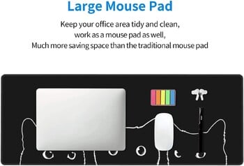 Χαριτωμένο Μαύρη Γάτα gaming Mouse Pad Αντιολισθητικό μαξιλαράκι ποντικιού με ραμμένες άκρες αδιάβροχο ποντίκι για Office 31,5\