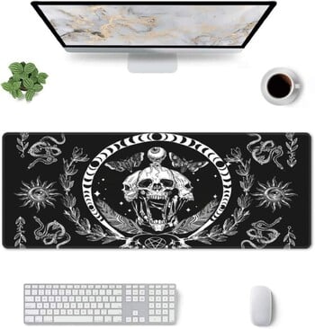 Skull Skeleton Moth Mouse Pad Αντιολισθητικό, λαστιχένιο μαξιλαράκι ποντικιού με ραμμένες άκρες αδιάβροχο ποντίκι για Office 31,5\