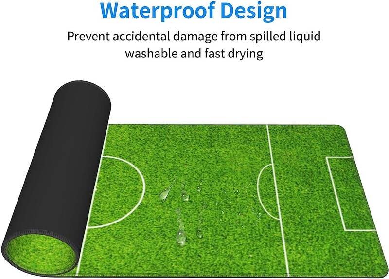 Covoraș de mouse pentru gaming, stadionul de fotbal verde, cu cauciuc anti-alunecare, 31,5 x 11,8 inci, cu margini cusute la bază, mouse pad impermeabil
