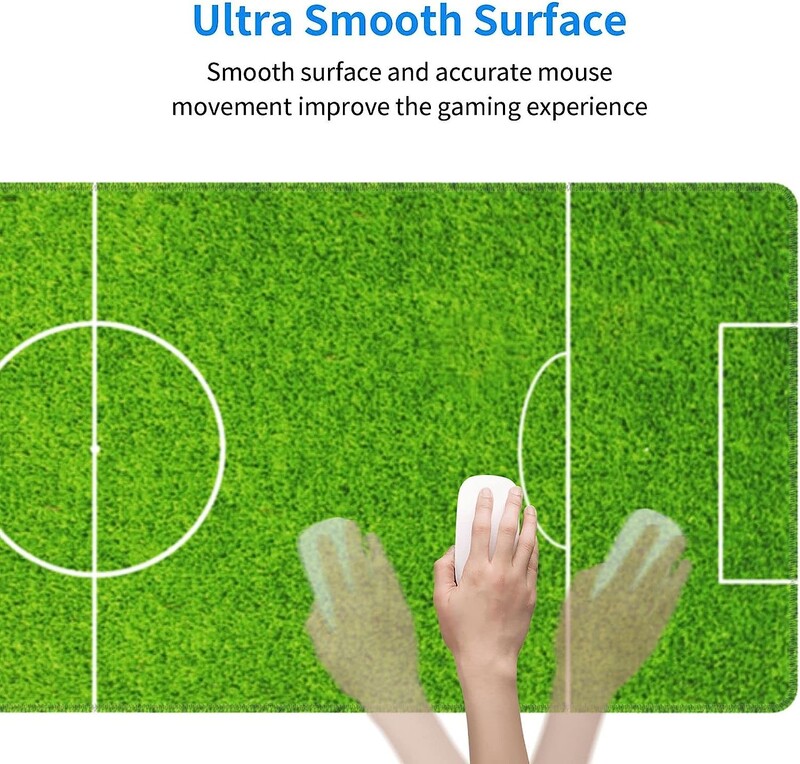 Covoraș de mouse pentru gaming, stadionul de fotbal verde, cu cauciuc anti-alunecare, 31,5 x 11,8 inci, cu margini cusute la bază, mouse pad impermeabil