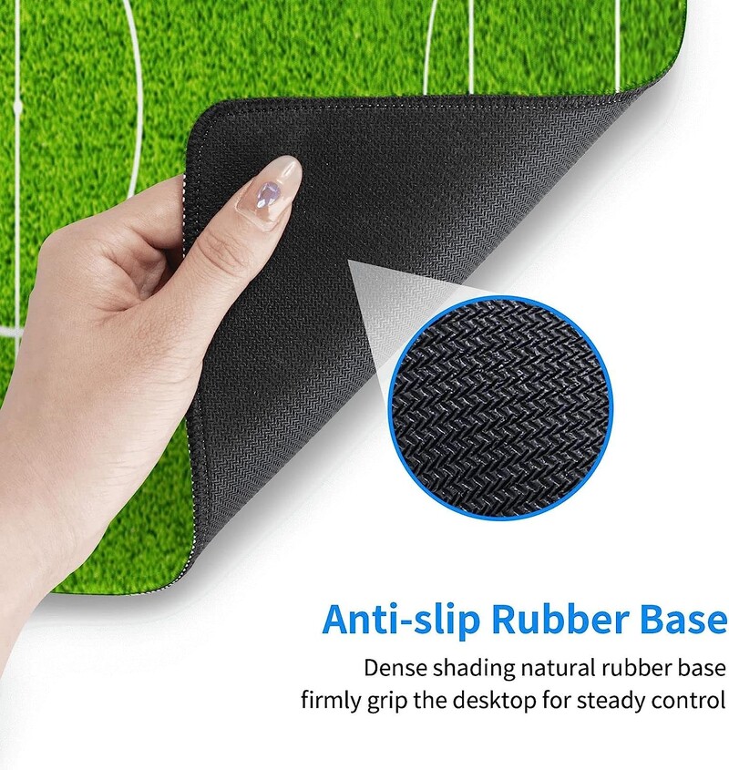 Covoraș de mouse pentru gaming, stadionul de fotbal verde, cu cauciuc anti-alunecare, 31,5 x 11,8 inci, cu margini cusute la bază, mouse pad impermeabil