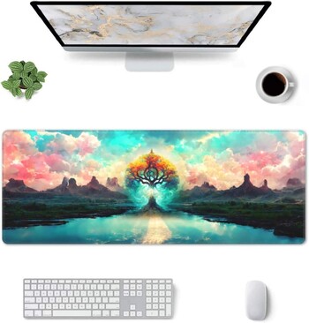 Art Color Tree of Life Extended Professional Gaming Mouse Pad 31,5x11,8 ιντσών Αντιολισθητικό ποντίκι υπολογιστή Αδιάβροχο επιτραπέζιο χαλάκι