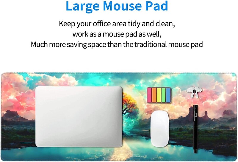 Art Color Tree of Life Tampă de mouse pentru jocuri profesională extinsă 31,5x11,8 inci Tampă de mouse pentru computer anti-alunecare Covoraș de birou impermeabil